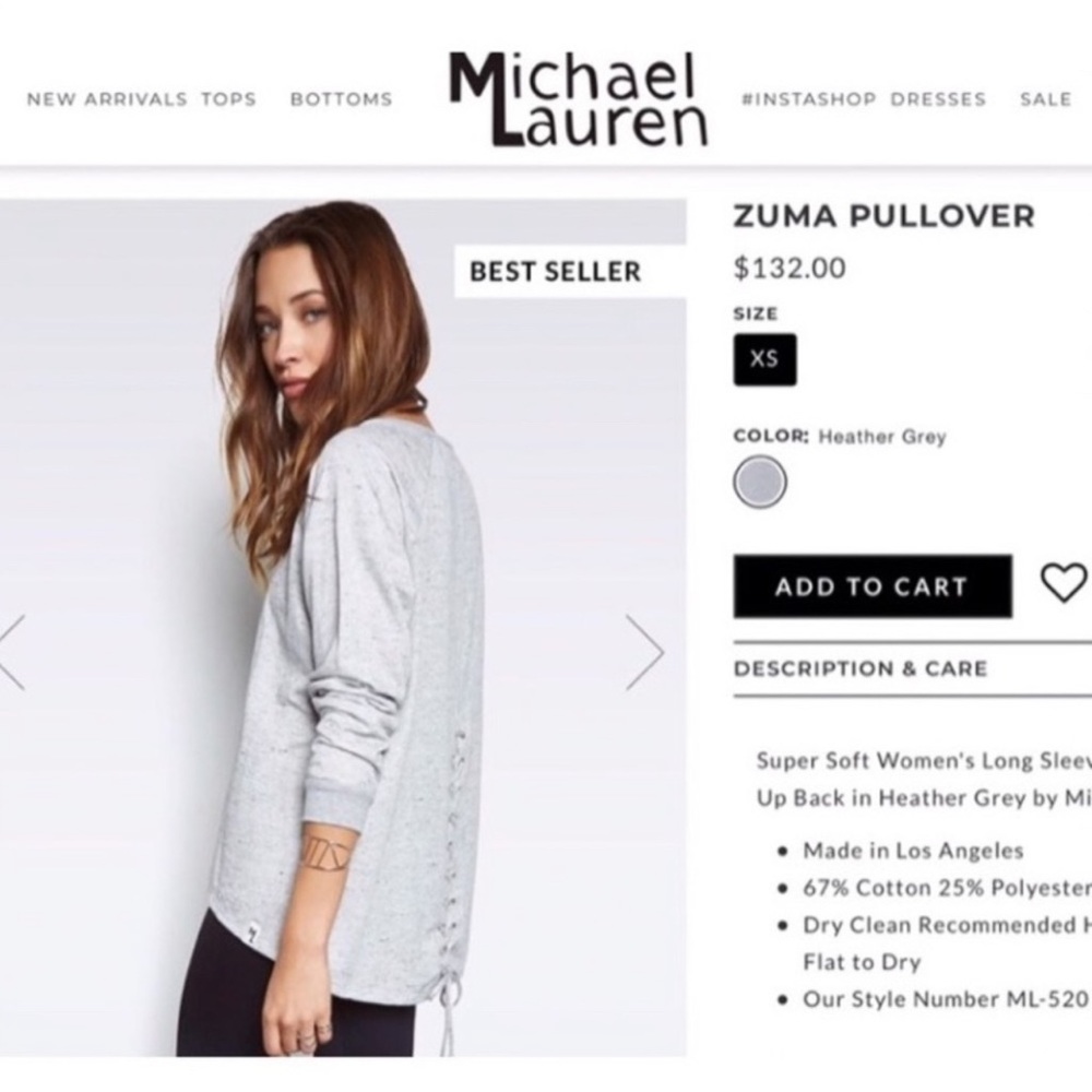 new Michael Lauren ✶ Zuma Sweater ✶ Back Lace Up Sweatshirt ✶ Heather Grey ✶ S - Picture 15 of 16